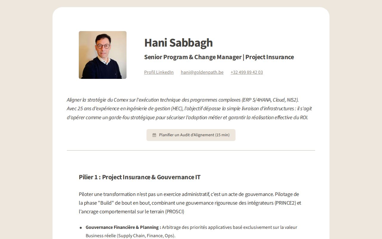 Hani Sabbagh | Senior Program & Change Manager website preview